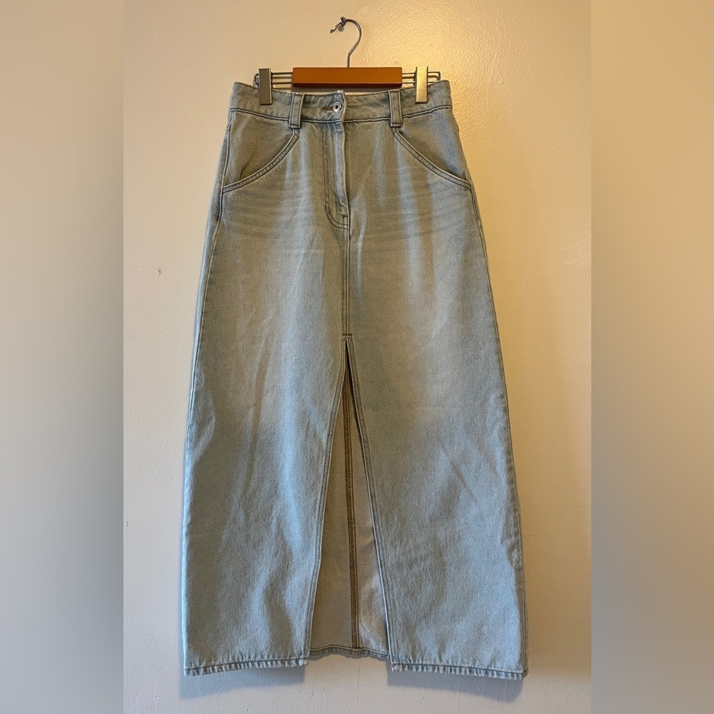 Light Wash Denim Maxi Skirt - Picture 4 of 11